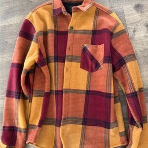 Craft + Flow Plaid Button-Up Shirt Jacket in Yellow and Red